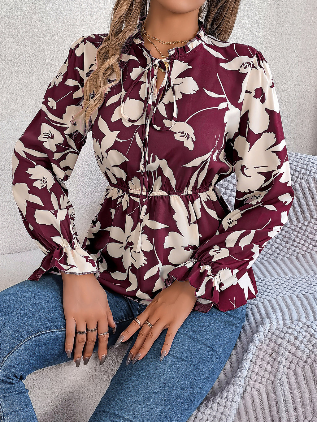 Women's Floral Long Sleeve Top