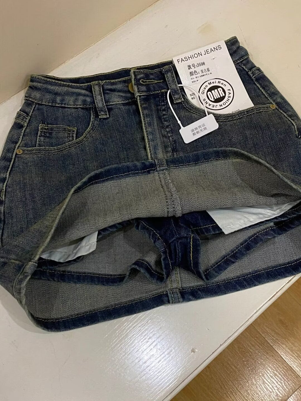 Women's Retro Blue High Waist Denim Skirt