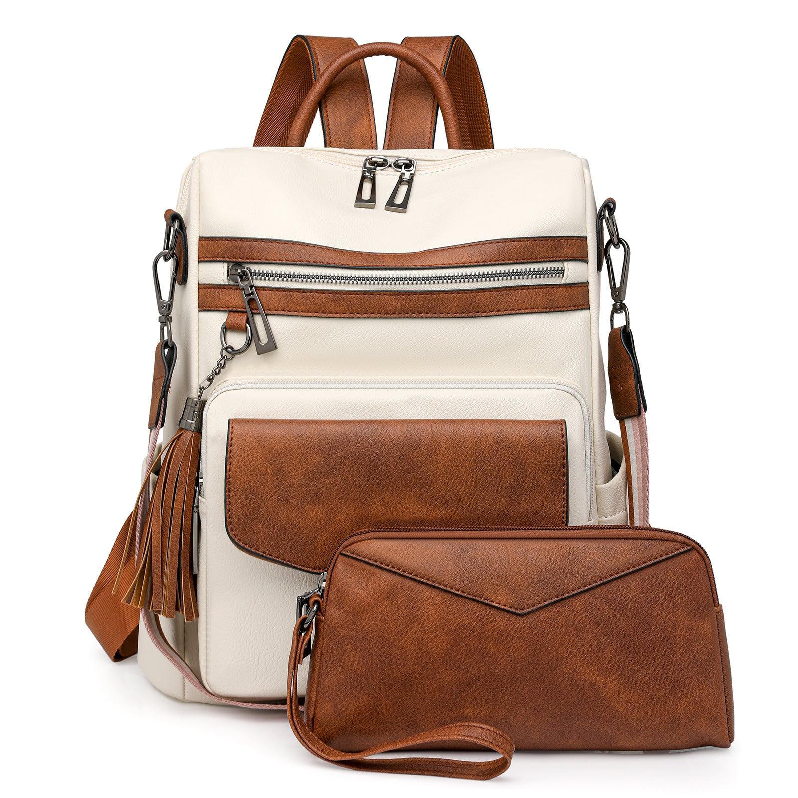 Women's Backpack With Two-tone Fringe