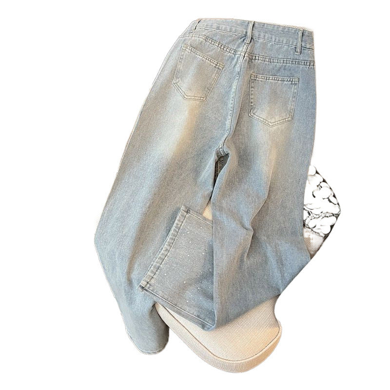 Women's High Waist Slim Wide Legged Denim Jeans