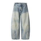 Women's Washed Distressed Baggy Machete Jeans
