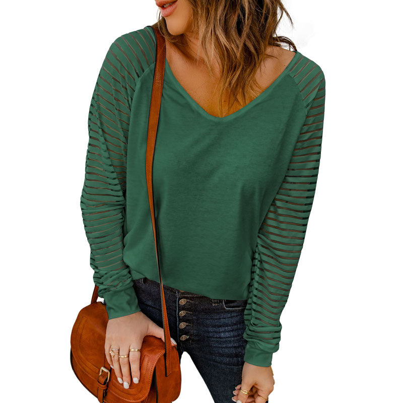 Women's Striped Sleeve Top
