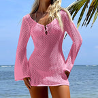 Women's Knitted Hollow Geometric Textured Short Dress