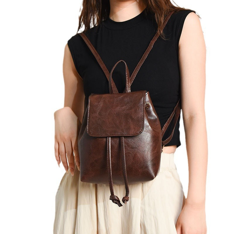 Women's Retro Brown Drawstring Shoulder Bag