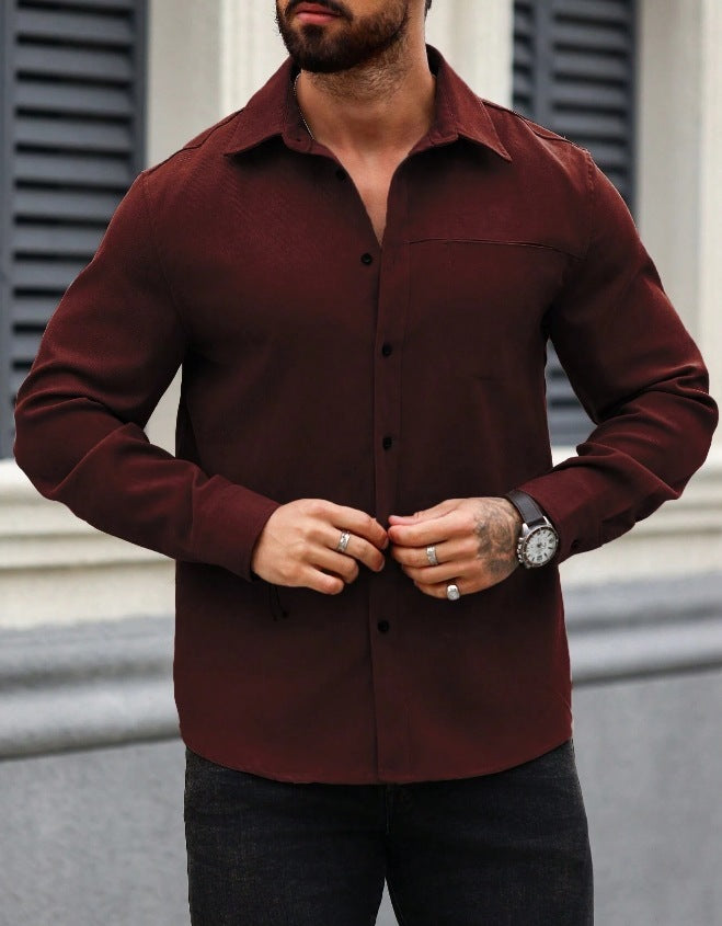 Men's Solid Color Long Sleeve Shirt