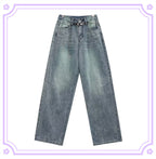 Women's Distressed Color Faded Straight Jeans