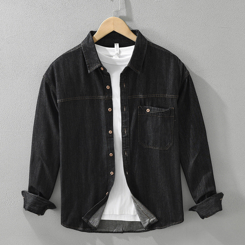 Men's Japanese-style Retro Denim Long Sleeve Shirt