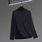 Men's Solid Color Threaded Velvet High Neck T-shirt