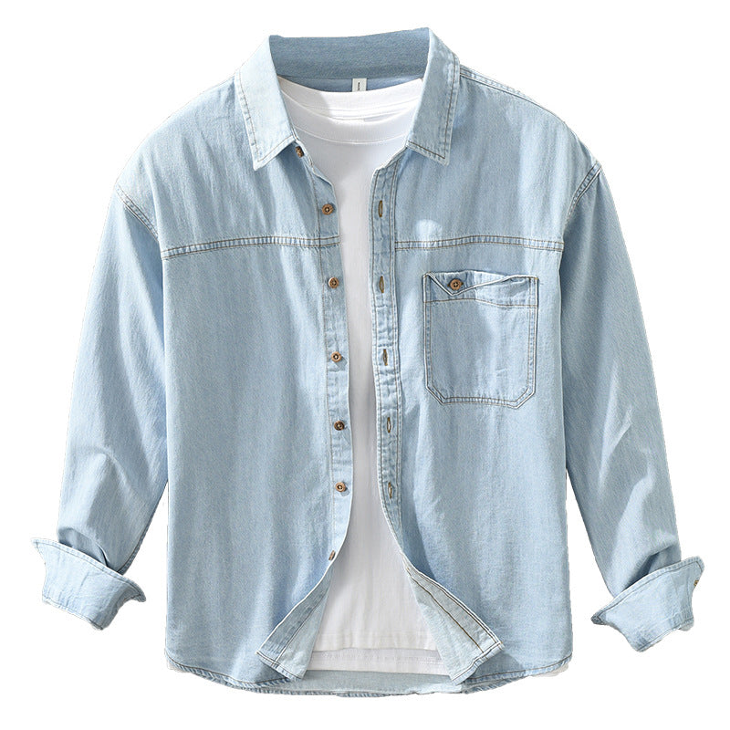 Men's Japanese-style Retro Denim Long Sleeve Shirt