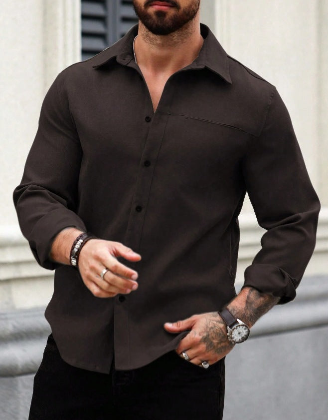 Men's Solid Color Long Sleeve Shirt