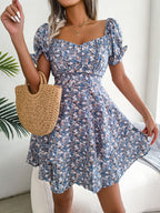 Women's Ruffled Floral Mini Dress