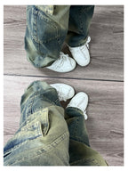 Women's Deconstructed Washed Jeans