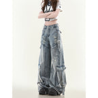 Women's Straight Loose Multi-pocket Cargo Jeans