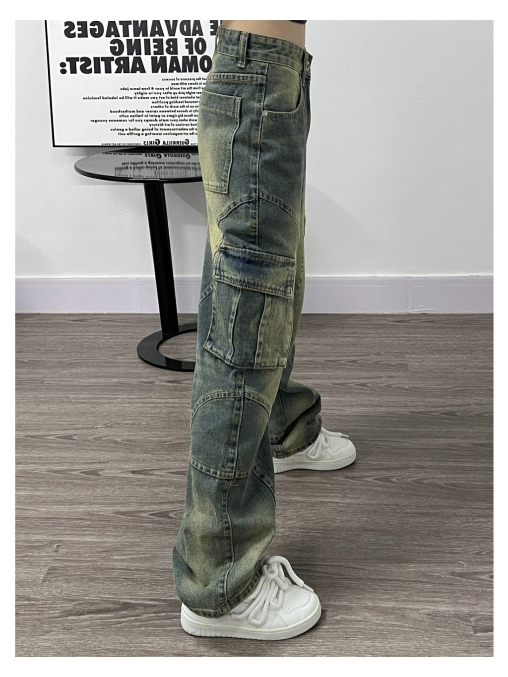 Women's Deconstructed Washed Jeans