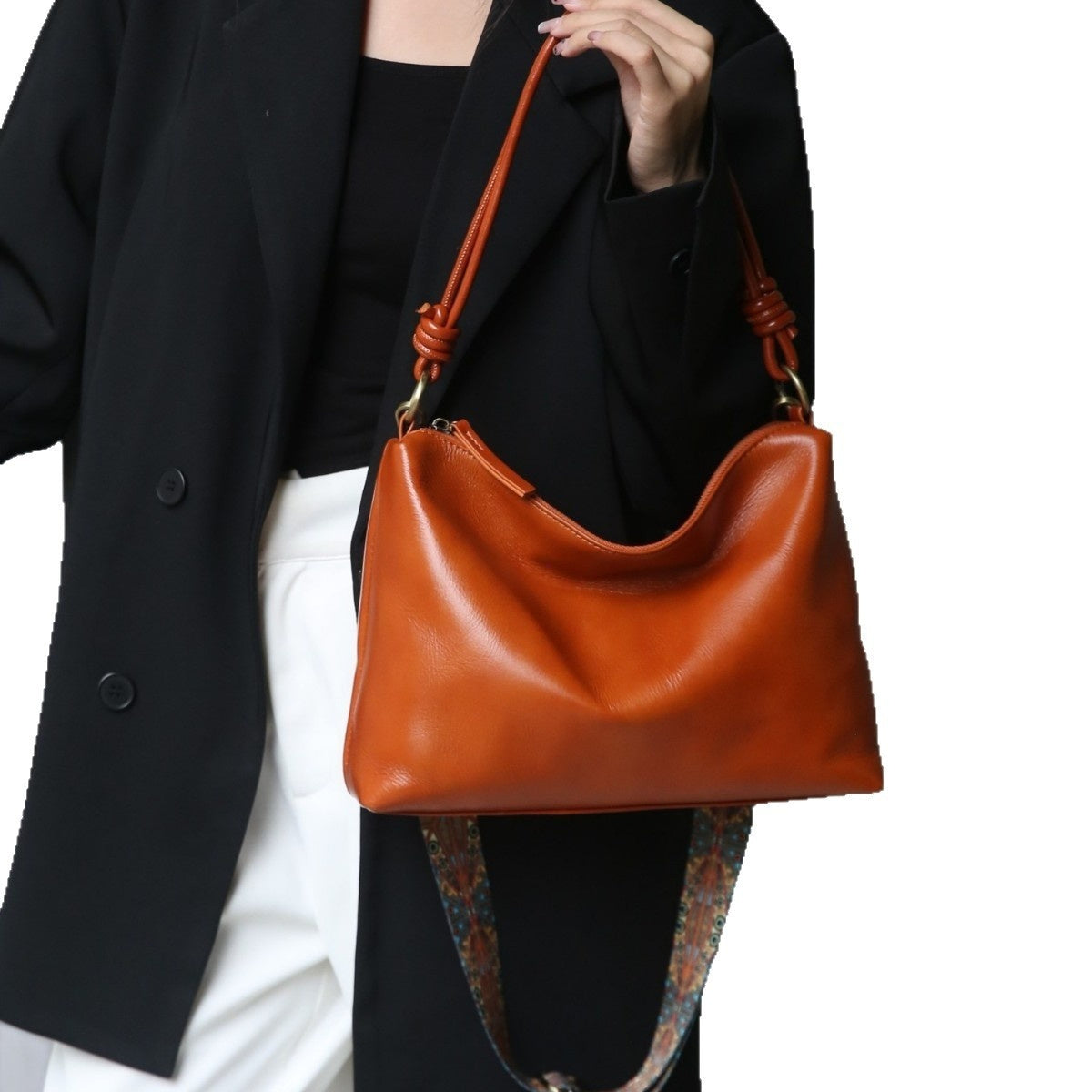 Women's Genuine Leather Double Strapped Bag
