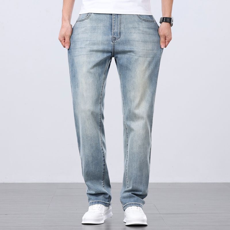 Men's Relaxed Washed And Faded Straight Jeans