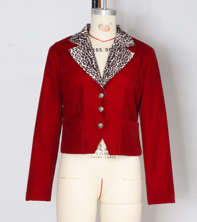 Womens Leopard-print Cropped Jacket