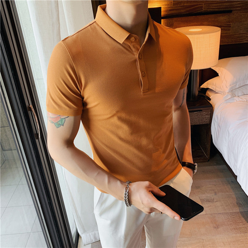 Men's Solid Color Short Sleeve Polo T-Shirt