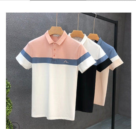 Men's Slim Lapel Contrast Color Polo