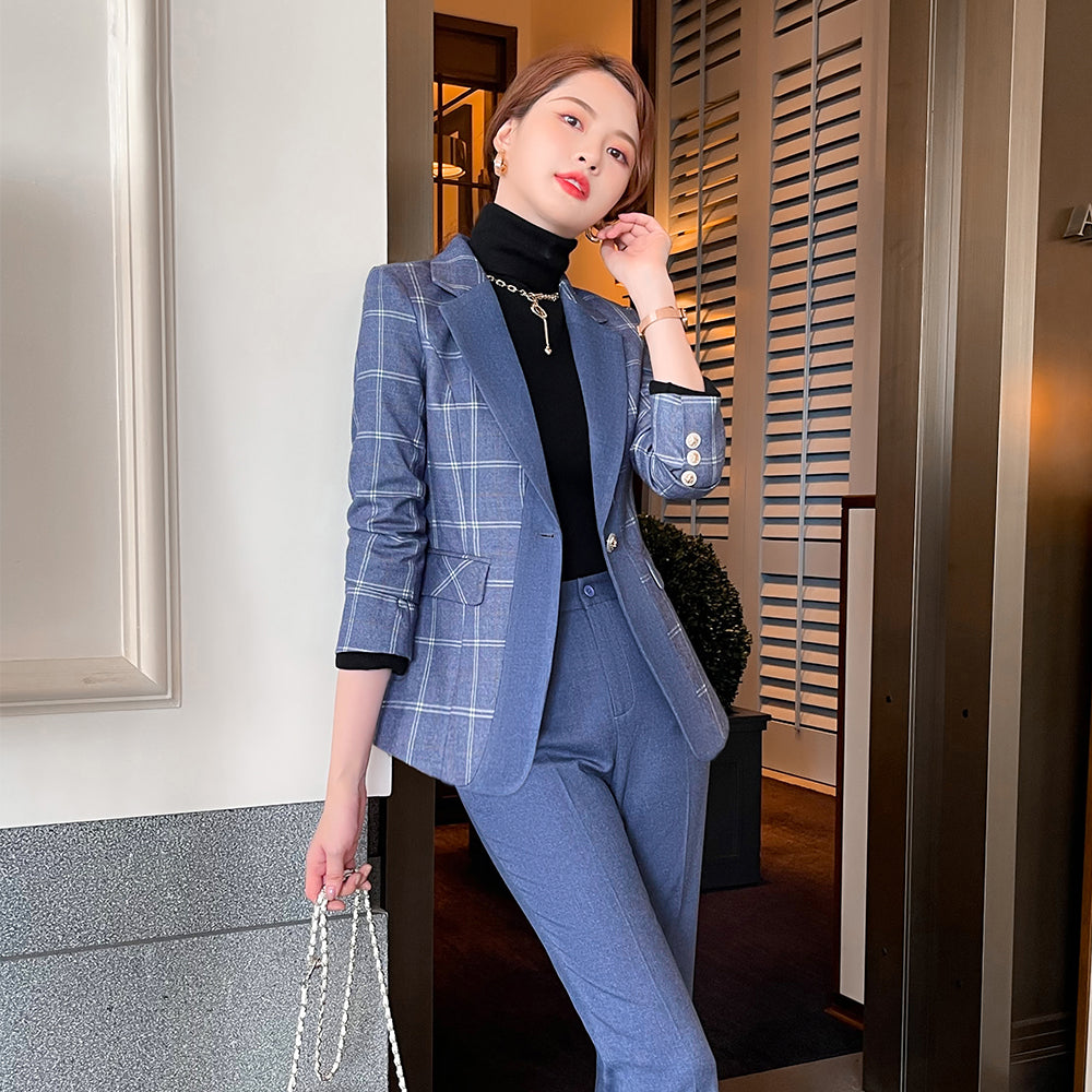 Women's Grid Two-piece Suit