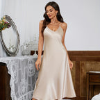 Women's Ice-Silk Backless Spaghetti Nightdress