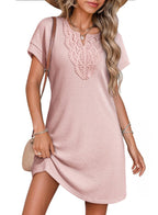Women's Laced V-Neck Short-Sleeve Dress