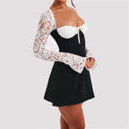 Women's Elegant Laced Long Sleeve Backless Lace Up Dress