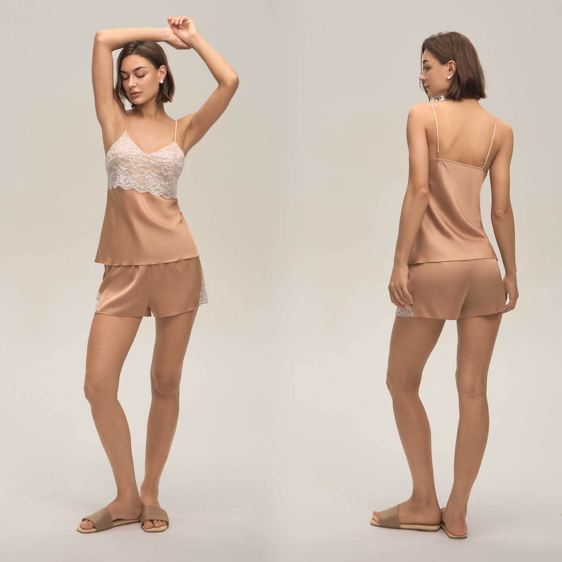 Women's Lace Camisole Shorts And Spaghetti Top Set