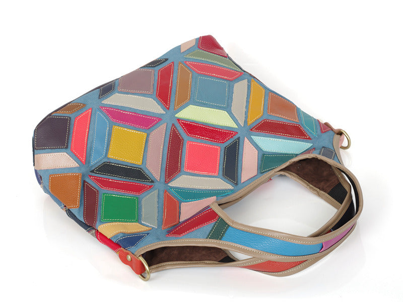 Women's Genuine Leather Multicolor Crossbody Bag