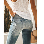 Women's Mid waist Ripped Jeans