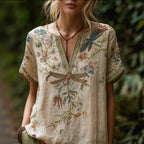 Women's Vintage Medieval V-Neck Short-Sleeve Top