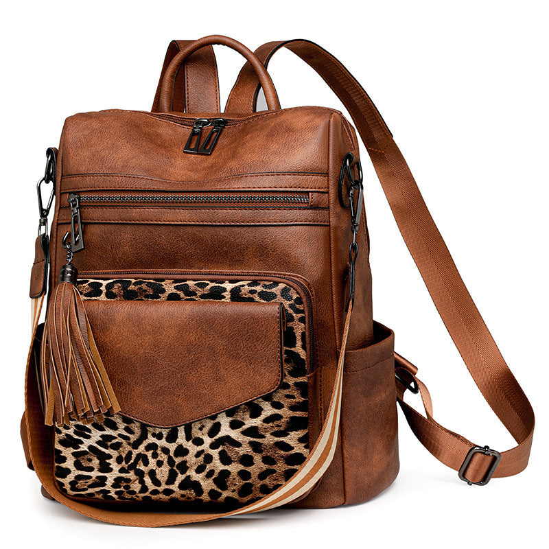 Women's Backpack With Two-tone Fringe