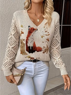 Women's Elegant Bohemian Floral V-neck Long Sleeve Top