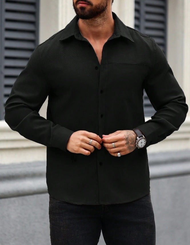 Men's Solid Color Long Sleeve Shirt