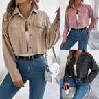 Women's Long Sleeve Corduroy Short Jacket