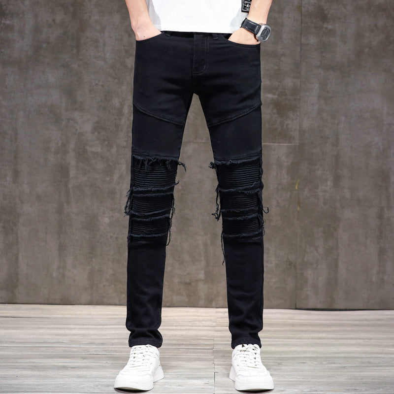 Men's Slim Fit Patchwork Jeans