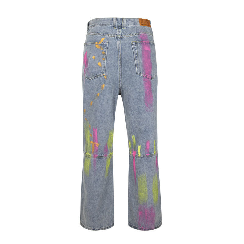 Messy Art Retro Street Hip Hop Graffiti Jeans