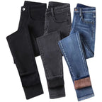 Women's High Waist Stretch Velvet Winter Jeans