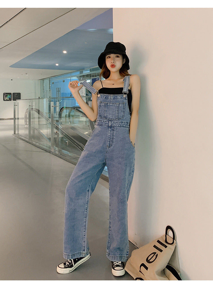 Women's Jeans With Wide Leg Suspenders