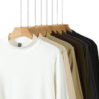 Men's Solid Color Threaded Velvet High Neck T-shirt