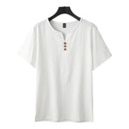 Men's Cotton And Linen V-neck Short Sleeve T-Shirt
