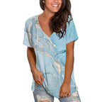 Women's Short Sleeve Printed V-Neck Printed Top