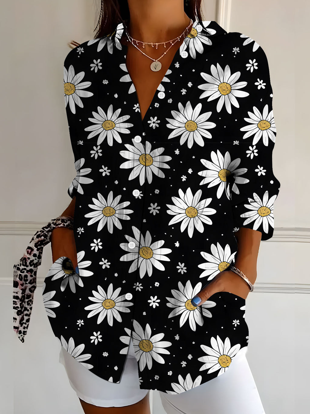 Women's Botanical Print Long Sleeve Shirt