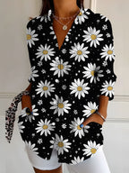 Women's Botanical Print Long Sleeve Shirt