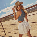 Women's Sleeveless V-neck Zipper Denim Vest