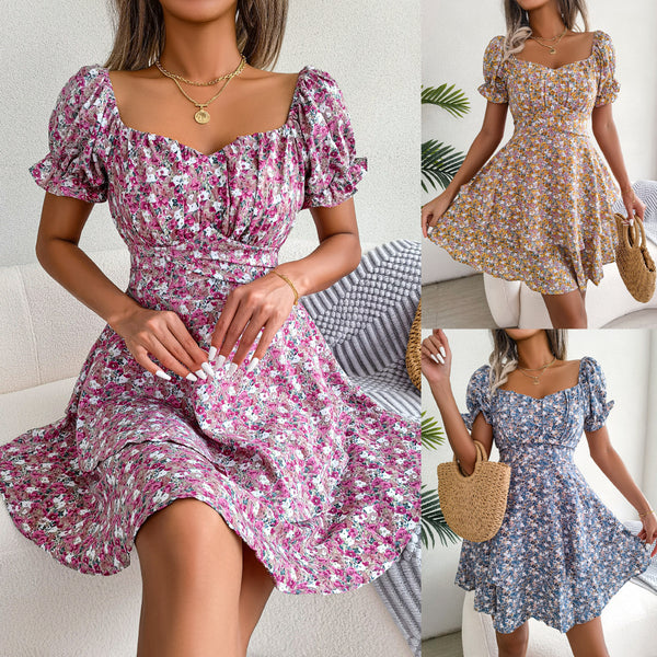 Women's Ruffled Floral Mini Dress