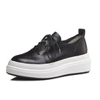 Women's Genuine Leather Lace-up Platform Shoes