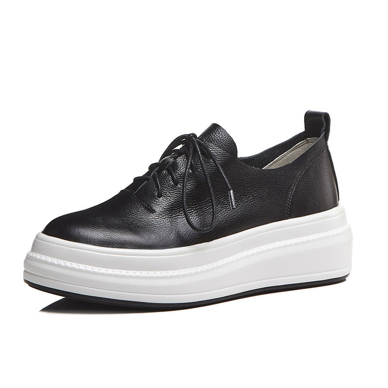 Women's Genuine Leather Lace-up Platform Shoes