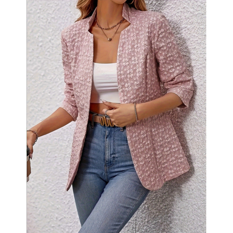 Women's Embossed Floral Pink Jacket