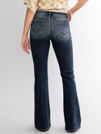 Women's Mid Waist Slim Fit Stretch Retro Flared Jeans